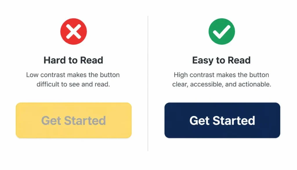 Color contrast checker showing WCAG results