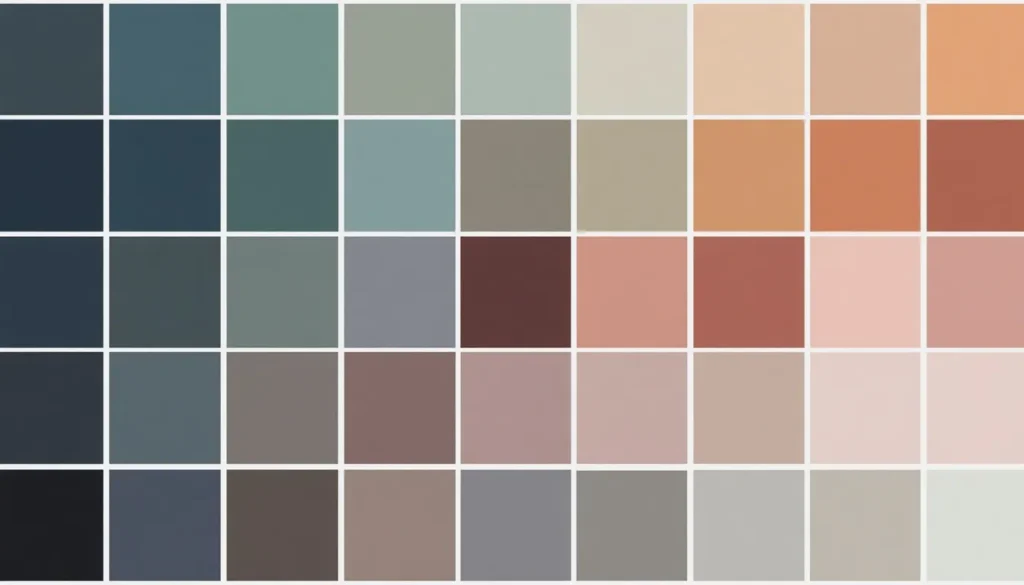 Japanese Color Palette: Hex Codes for Minimalist Design 4 Grid of 23 traditional Japanese color swatches grouped by blue, green, brown, pink, and gray families