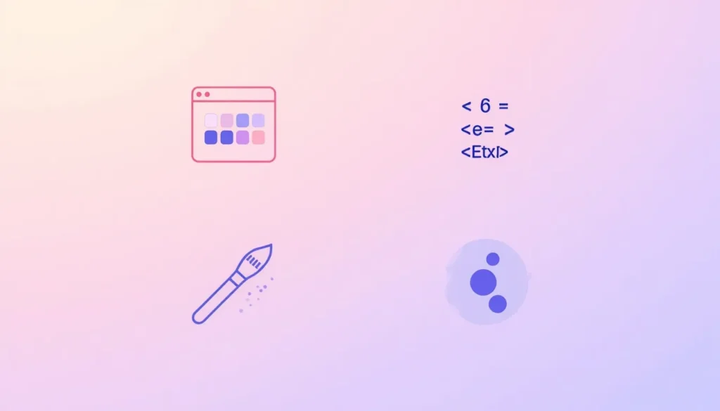 Icons representing web design, development, and digital art use cases for an image color picker tool