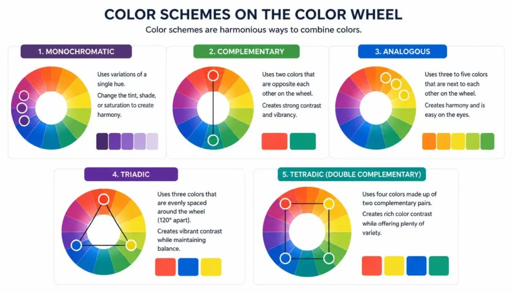 The Complete HEX Color Picker Guide: Code & UI/UX 3 analogous vs triadic tetradic color schemes