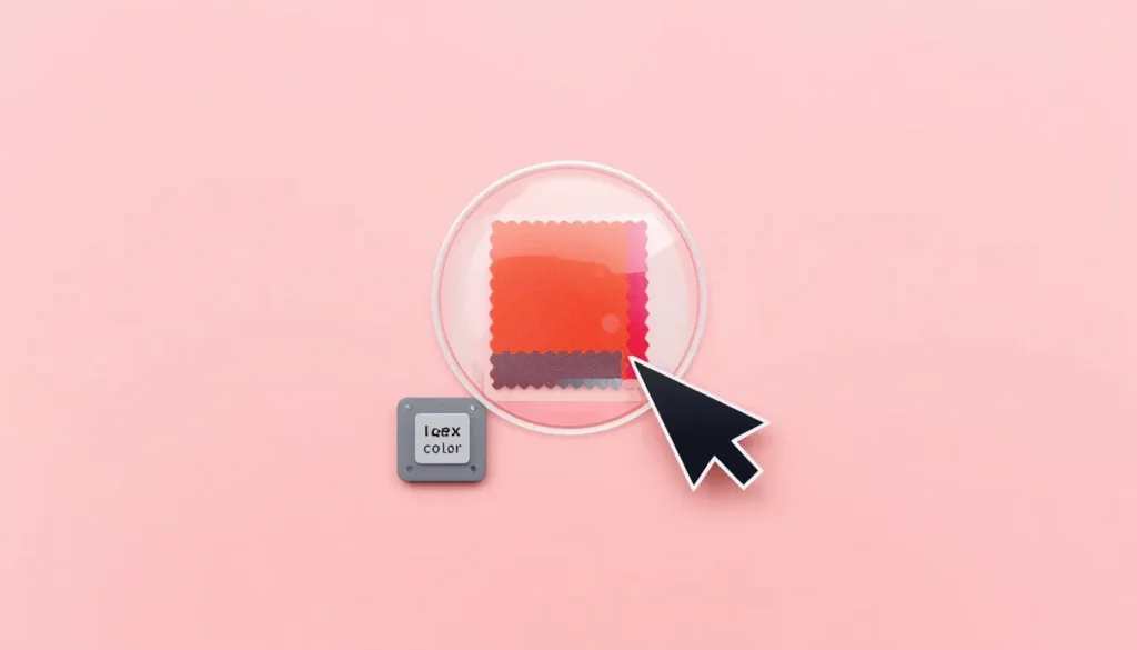 Eyedropper tool sampling a hex color match from a photographed Pantone swatch