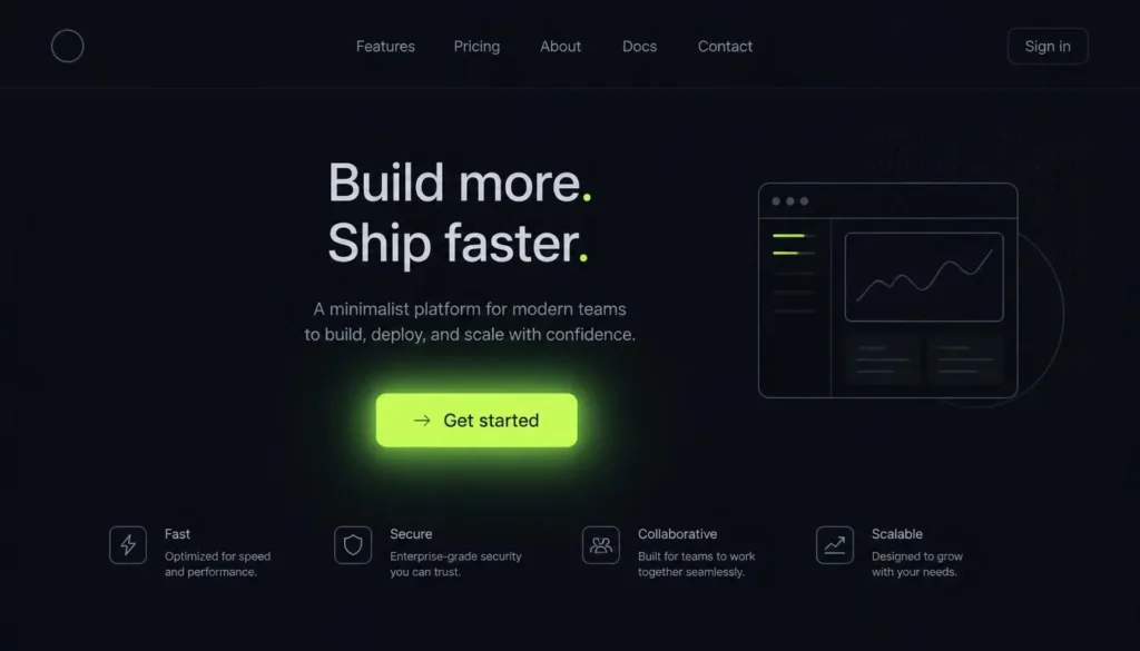Neon Color Palette: 30+ Hex Codes & Pairing Guide 4 Neon green call-to-action button with a CSS box-shadow glow effect on a dark user interface background