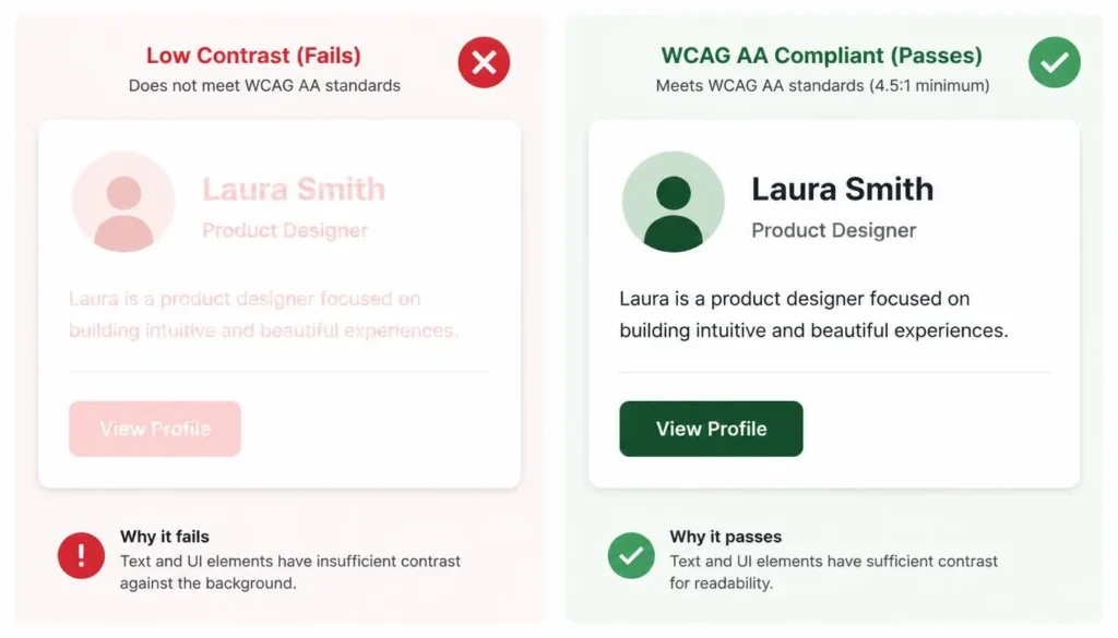 WCAG contrast ratio comparison