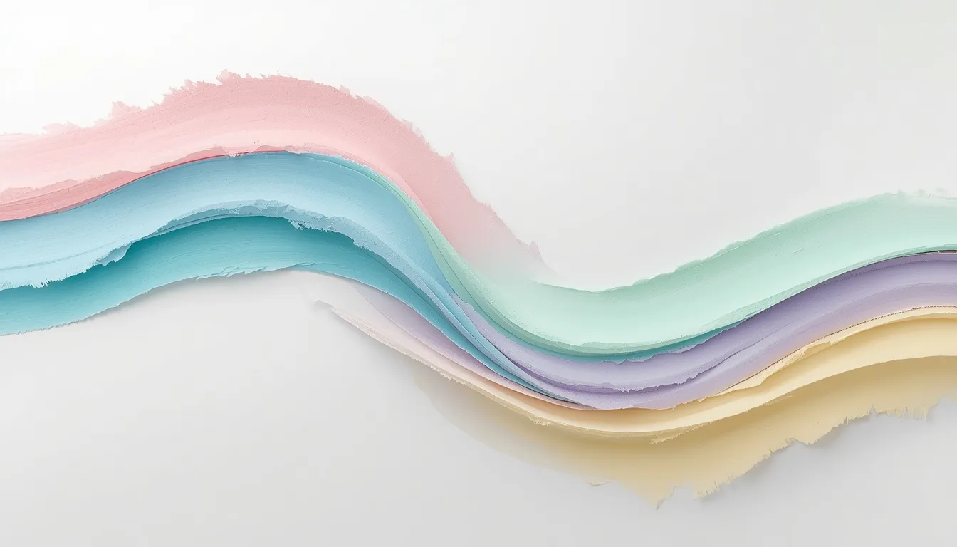 Pastel color palette swatches in blush pink, sky blue, mint green, and lavender arranged on a white background