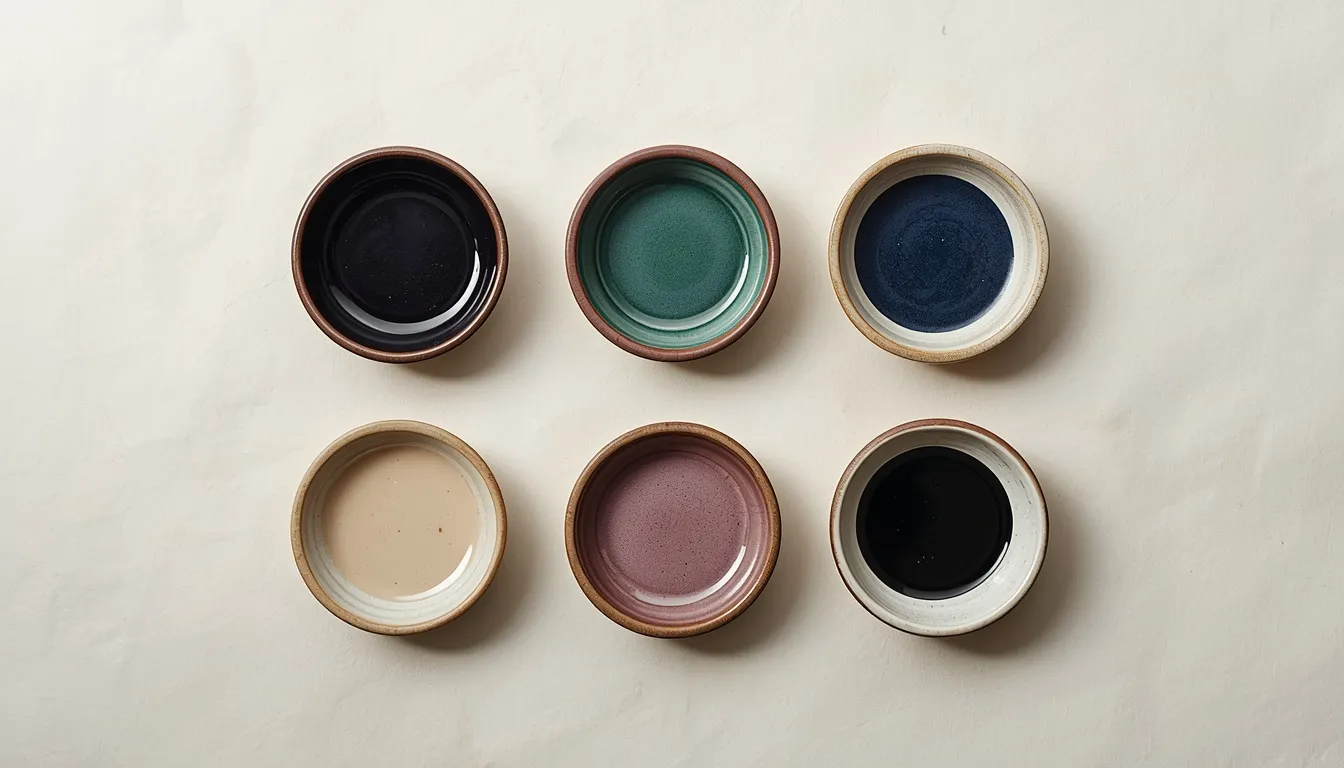 Japanese Color Palette: Hex Codes for Minimalist Design 2 Traditional Japanese color palette shown as pigment swatches in ceramic dishes for minimalist design